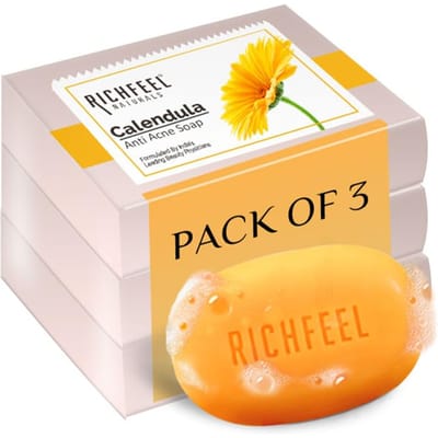 Richfeel Calendula Acne Zeep, 75g (Pakket van 3) white