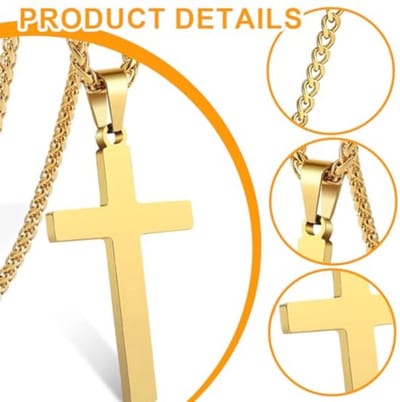 1 x RVS Kruis Ketting voor Mannen en Vrouwen, Goud