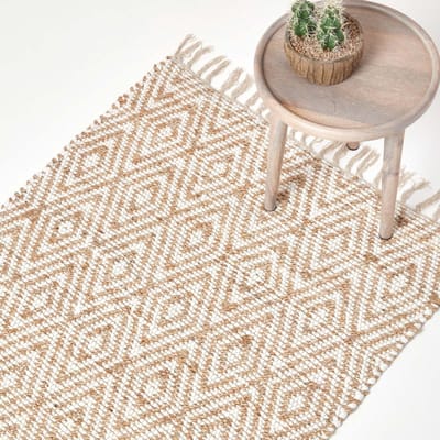 Chindi vloerkleed Sierra 160x230 cm – handgeweven patchwork vloerkleed in natuurlijke kleur