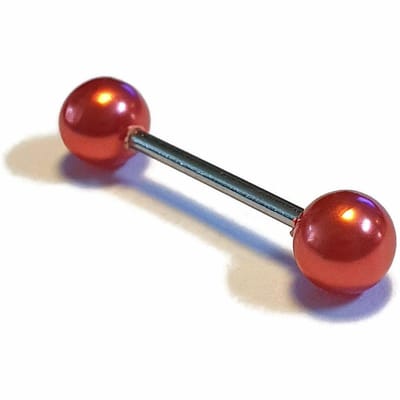 Aramat Jewels | Tongpiercings | Trendy Parel Tongpiercing -Staal | Rood | |6mm | Staal | Volwassenen | Verkleurd niet
