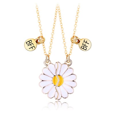 Bixorp Friends BFF Ketting voor 2 met Magnetische Bloem - Goudkleurig - Vriendschapsketting