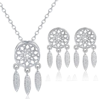 N3 Collecties 925 Sterling Zilver Feather Style Dreamcatcher-sieradensets voor dames