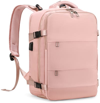 Laptoprugzak Grote Capaciteit 15.6 inch Waterafstotend Met Schoenenvak & USB-poort Roze | Voor Werk Reis & Sport