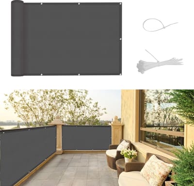 Balkonscherm voor Privacy en Bescherming - Met Kabelbinders - Antraciet 75 x 500 cm