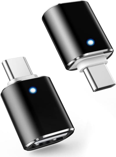USB C naar USB 3.0 Adapter (2 Pack) - OTG USB-C naar USB-A 3.0, Compatibel met MacBook, Smartphones en Type-C Apparaten, Zwart, Snelle Gegevensoverdracht, Duurzaam Ontwerp