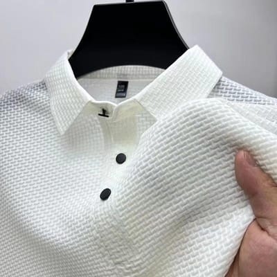 Kortmouw Heren IJszijde POLO Shirt Zomer Heren T-shirt Nieuw Zakelijk Casual Mesh Ademend Dun Top Herenkleding M white