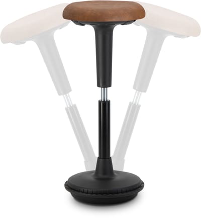 Wobblez® Spine Wiebelkruk - in hoogte verstelbare bureaukruk van 65-85 cm voor Sta bureau - Cognac zitting Zwart frame