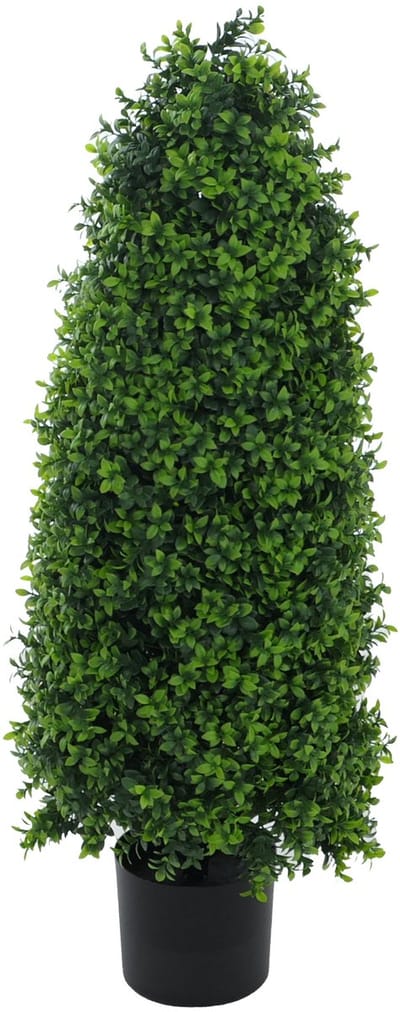 Kunstbuxus MCW-Q89, buxus (Buxus) in pot, decoratieve boom, kunstplant, kegelvormig, natuurgetrouw, groenblijvend, voor buiten, 90x35x35 cm
