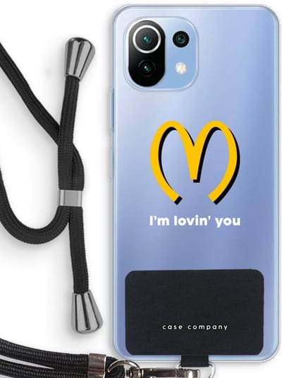 Case Company® - Hoesje met koord geschikt voor Xiaomi Mi 11 Lite hoesje met Koord - I'm lovin' you - Telefoonhoesje met Zwart Koord - Bescherming aan alle Kanten en Over de Schermrand