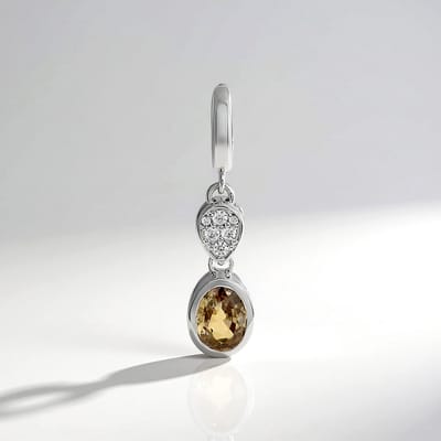 Cavill - Zilveren Hanger met 1,7ct Kanariegele Zirkoon en Zirkonia's - 925 Sterling Zilver Geplatineerd - Elegante Druppelvorm