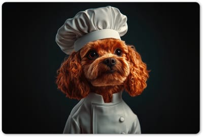 Placemats 45x30 cm - Placemat kunststof - 1 stuk - Bruin - Kok - Hondje - Borden onderleggers - Decoratie voor op tafel - Keuken tafeldecoratie accessoires - Vinyl onderlegger - Tafelversiering