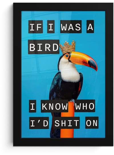 Poster in lijst - Fotolijst 20x30 cm - Posters - Vogel - Toekan - Blauw - Quotes - Posterlijst zwart - Decoratie - Wanddecoratie woonkamer - Muurdecoratie slaapkamer