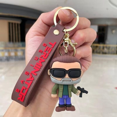 Porte-clés Terminator Eyeborg Harvester Figurine d'action Arnold Schwarzenegger Porte-clés PVC Pendentifs de sac à collectionner Jouets Modèle gray