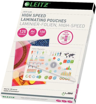 Leitz UDT lamineerhoes ft A4, 250 micron (2 x 125 micron), highspeed, pak van 100 stuks 8 stuks