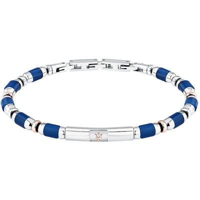 Maserati - JM334AVD45 - Armband - Heren - Iconic - Roestvrijstaal - zilverkleurig -rosegoudkleurig - blauw - Sodalite - 19 + 3 CM