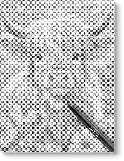 Schotse Hooglander Kalf | Dot painting | 50x60cm  Meest gekozen | Dot painting | Oh My Dotz | Dots stippen | Diamond painting & Schilderen op nummer alternatief | Happy hobby