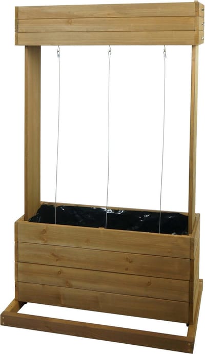 Verhoogd bed MCW-L72, klimhulp plantenbak bloembak, 145x85x50cm outdoor dennenhout MVG, bruin