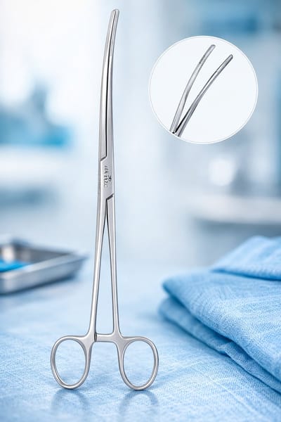 Belux Surgical Instruments – Bozemann Tampon Forceps 25 cm – Curved (Gebogen) – Stainless Steel – Reusable Surgical Instrument