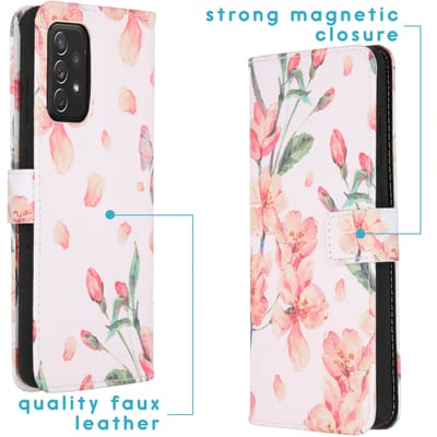 imoshion Hoesje - Geschikt voor Samsung Galaxy A72 - Design Softcase Bookcase - Blossom Watercolor