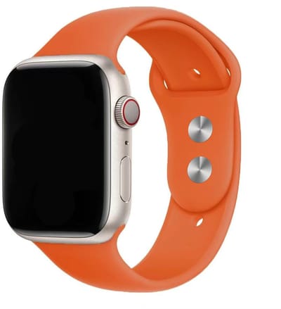 Stravo sport siliconen Apple Watch bandje met Dual Snap druksluiting – Geschikt voor Geschikt voor Apple Watch 42mm (Series 11/10), 41mm (Series 9/8/7), 40mm (Series 6/5/4/, SE 1/2/3), 38mm (Series 3/2/1) – Comfortabel & stevig – Oranje