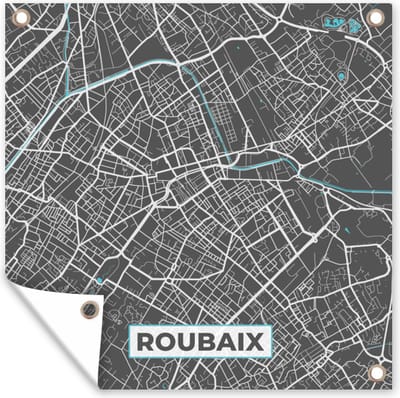 Tuin poster Roubaix - Frankrijk - Plattegrond - Kaart - Stadskaart - 200x200 cm - Tuindoek