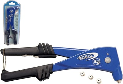 Klinknageltang - Nietpistool - Bevestigen van materialen - Verwisselbare koppen - 31 x 3 x 11 cm - Blauw