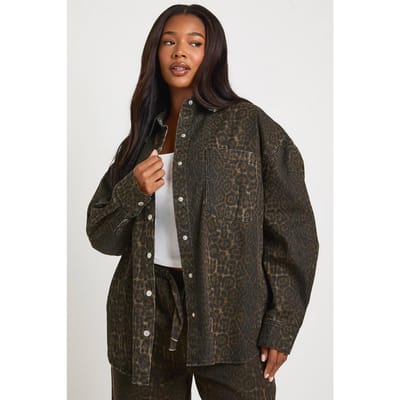 boohoo Dames Plus Leopard Oversized Shirt | Luipaardprint | Maat: 44