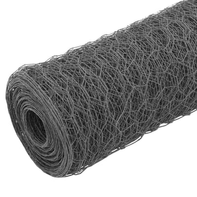 vidaXL Draadgaas hexagonaal 25x0.75 m staal met PVC coating grijs