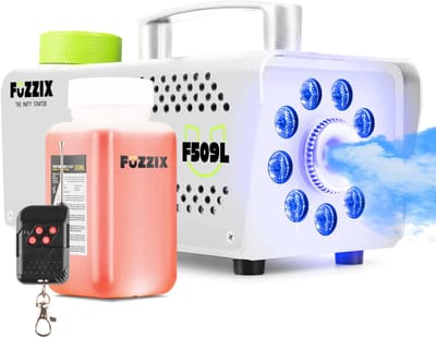Party Rookmachine met Draadloze Afstandsbediening - Fuzzix F509L - 9 ingebouwde RBG LEDS - incl 250ml rookvloeistof - wit
