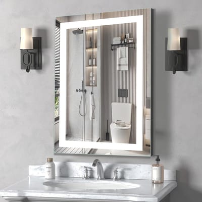 Verlichte Wandspiegel voor Badkamer - 40,6 x 61 cm, Verstelbaar en Met Anti-condens
