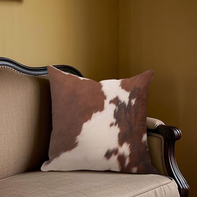 Housse de coussin carrée en cuir de vachette marron et blanc Jacquard pour canapé, bureau, coussin lombaire, housse de coussin décorative pour la maison 45x45cm