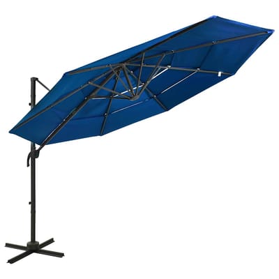 vidaXL - Parasol - 4-laags - met - aluminium - paal - 3x3 - m - azuurblauw