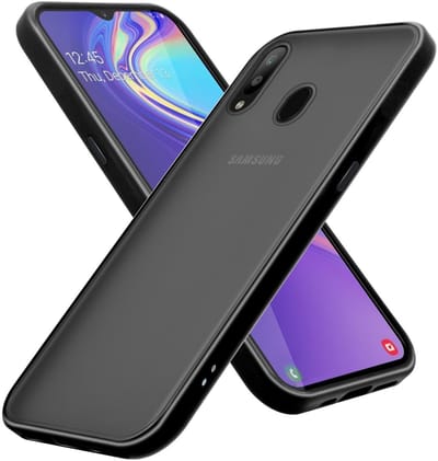 Cadorabo Hoesje geschikt voor Samsung Galaxy M30 / A40s in MATT ZWART - Hybride beschermhoes met TPU siliconen Case Cover binnenkant en matte plastic achterkant
