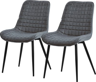 Eetkamerstoel set van 2 antraciet met kunstlederen bekleding en stalen poten Keukenstoel met rugleuning ML design