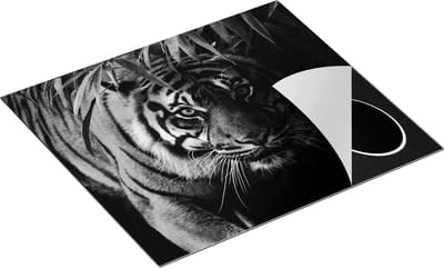 Chefcare Inductie Beschermer Tijger in de Jungle - Zwart Wit - 60x50 cm - Afdekplaat Inductie - Kookplaat Beschermer - Inductie Mat
