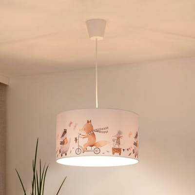 Duolla Hanglamp Ferdi Kids, textiel, wit, kleurrijk