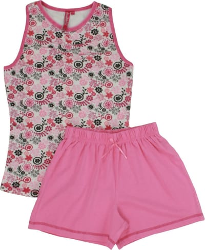 Annarebella Meisjes Shortama -100% Katoen-Roze - Maat 152
