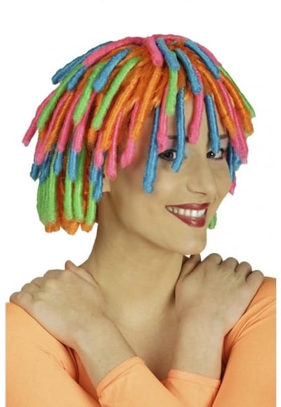 Party Pruik Rastagirl Rainbow Multikleur