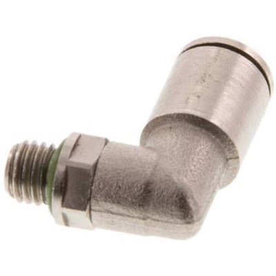 6mm x M 7 90 graden L-verbinding Messing Insteekfitting Buitendraad Draaibaar FKM