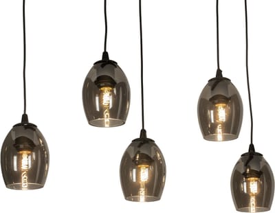 Lumidora Hanglamp 74725 - BLAKELY - 5 Lichts - E27 - Zwart - Grijs - Metaal