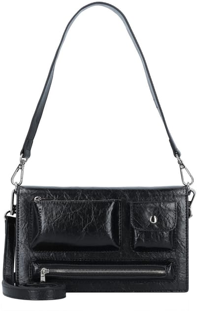 SEIDENFELT MANUFAKTUR Schoudertas Handtas Liinaja Multi Pocket Bag Glossy Black Zwart