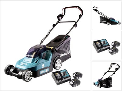 Makita DLM 382 RT2 accu grasmaaier 36 V ( 2x 18 V ) 38 cm 40 l + 2x accu 5.0 Ah + lader