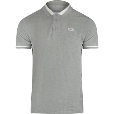 Cavalli Class Bold Stripe Collar Grijs Poloshirt