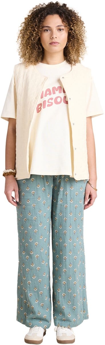 Envie de fraise Ruime zwangerschapsbroek van katoenen gaas met ENVIE DE FRAISE print en band