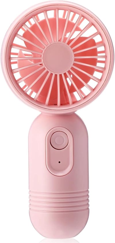 Mini draagbare ventilator (1 stuk), schattig en lichtgewicht, kleine persoonlijke handventilator voor wimpers, 3 windsnelheden, geschikt voor buitenactiviteiten en reizen, roze.