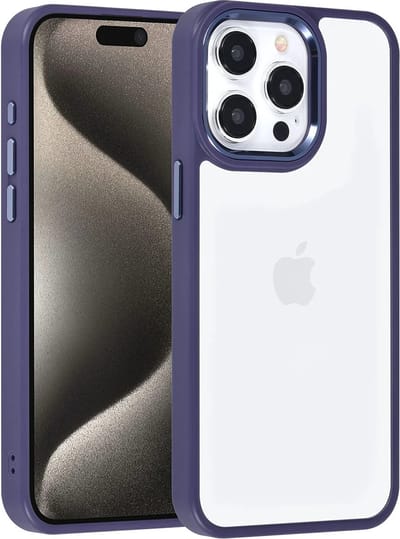 Multimedia & Accessoires Beschermende TPU Back Cover Case Hoesje geschikt voor Apple iPhone 15 Pro Max - Siliconen met Harde Plastic Randen - Donkerpaars Randen