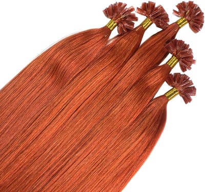 hair2heart Premium Extensions Echt haar Bondings glad - 25 strengen 0,8 g 50 cm 8/43 lichtblond roodgoud