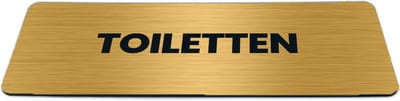 Deurbordje Goud-look met tekst toiletten - Formaat 150 x 50 mm x 1,6 mm - Zelfklevend | Luxe uitstraling | Geborstelde Gouden toplaag | Gratis Verzending | Decoporta