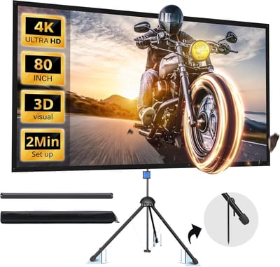 Projectorscherm met Standaard 80 Inch Draagbaar 16:9 4K HD