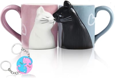 Koffiemokken Set voor Stellen, Handgemaakte Keramische Bekers voor Bruid en Bruidegom, Perfect Cadeau voor Verloving, Huwelijk en Jubileum